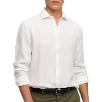 Superdry para homem. M4011103A Camisa de linho Riviera branca (S), Branco, Casual, Manga comprida