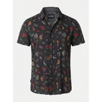 KOROSHI Camisa verde / laranja / vermelho / preto