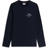 Tommy Hilfiger Camisa 'Logo Long Sleeve' navy / branco