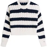 Tommy Hilfiger Pullover 'Loose Cable' navy / branco