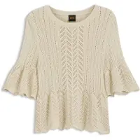 BOSS para mulher. 50565060 Jersey Farda bege (S), Casual, Viscoso, Manga curta