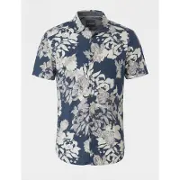 KOROSHI Camisa azul escuro / cáqui
