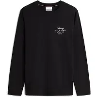 Tommy Hilfiger Camisa 'Logo Long Sleeve' preto / branco