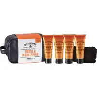 The Scottish Fine Soaps Compan Set Mens Grooming Thistle & Black Pepper Travel Bag (sh/gel/75ml + f/wash/75ml + a/sh/balm/75ml + f/cr/75ml + towel + bag)