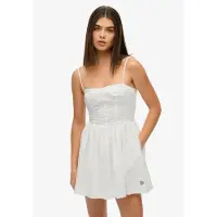 Superdry para mulher. W8012023A Mini vestido Cami Broderie branco (XL), Casual, Algodão, Sem mangas / correias