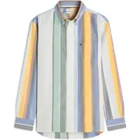 Tommy Hilfiger Camisa 'Relaxed Fit Multicolour Stripe' azul claro / mel / menta / branco