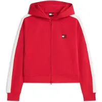 Tommy Hilfiger Casaco em moletão 'Tommy Badge Zip-thru' vermelho / branco