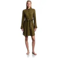 Emporio Armani para mulher. EW000817_AF20252 Vestido de praia verde (S), Casual, Viscoso, Manga comprida