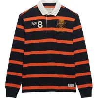 Superdry para homem. M1110483A Polo rugby Double Emblem Stripe laranja, marinho (XXL), Casual, Algodão, Manga comprida