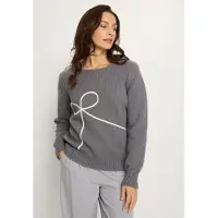 LASCANA Pullover cinzento / branco