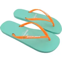 Brasileras Chinelos de dedo 'Neon W' aqua / laranja