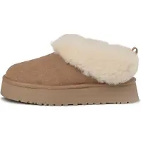 Ugg para mulher. 1171393 Botins Tazzelle em pele castanha (36), Couro, Marrom, Plano, Nenhum, Casual