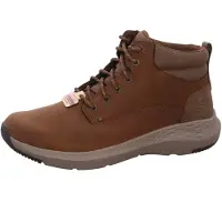 SKECHERS para homem. 205175 Botins de Couro Relaxed Fit: Parson - Ederic castanho (46), Marrom, Bege, Plano, Cordão, Casual