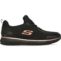 SKECHERS para mulher. 77222EC Tênis Work Slip-Resistant: Squad preto (36), Plano, Cordão, Casual, Esportivo