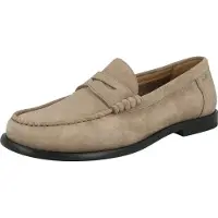 BOSS para homem. 50563161 Mocassins de camurça com logótipo bege gravado e antifaz (41), Couro, Plano, Nenhum, Casual