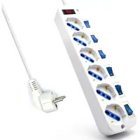 Ewent Régua De Energia Ew3932 6 Vias Com Proteção Contra Surtos