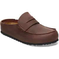 Birkenstock para homem. 1029617 Mocassins de Couro Naples Wrapped (Ajuste Regular) castanho escuro (41), Marrom, Plano, Nenhum, Casual