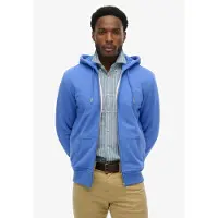 Superdry para homem. M2014128E Camisola com fecho de correr com logótipo Essential azul (L), Casual, Algodão