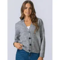 TeeShoppen Casaco de malha ' Knitted Cardigan ' cinzento