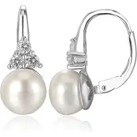 Beneto Brincos de prata Luxury com verdadeira pérola DE ÁGUA AGUC2251P - Diâmetro: 0,6 cm