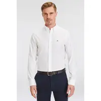 Gant para homem. 3000102 Camisa de corte justo em popelina branca (S), Branco, Casual, Algodão, Clássico, Manga comprida