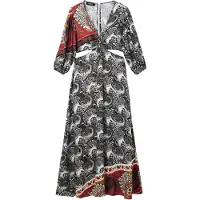Desigual Vestido 'SIRSAL' bege / vermelho sangue / preto / branco