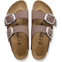 Birkenstock para mulher. 1032081 Sandálias Arizona Big Buckle (Ajuste Estreito) castanho (36), Plano, Fivela, Casual, Taupe