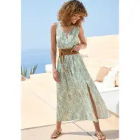 LASCANA Vestido bege / ouro / jade