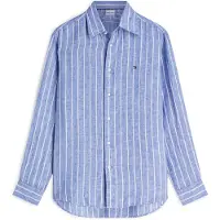 Tommy Hilfiger Camisa 'Regular Fit Textured Stripe Pure' azul / branco