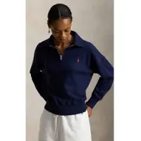 Ralph Lauren para mulher. 211B18686003 Pulôver de lã leve com fecho de correr em azul-marinho (XL), Casual, Algodão