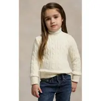 Ralph Lauren para menina. 312901316011 Camisola de algodão bege em malha de algodão cru (6.5años= 124/128cm), Casual, moda infantil