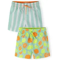 MINOTI Calções de banho menta / verde claro / laranja / branco
