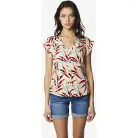 KOROSHI Blusa ecru / aqua / vermelho / vermelho claro