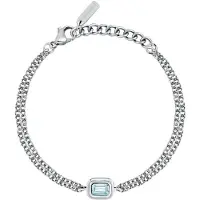 Trussardi Bracciale Doppio Acciaio Zircone Blu T-Design — Bracciale