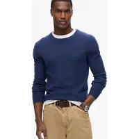 Superdry para homem. M6110564A Camisola com gola redonda azul-marinho Essential (XL), Casual, Náilon