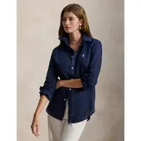 Ralph Lauren para mulher. 211970730519 Camisa de linho Classic Fit marinho (XS), Casual, Manga comprida