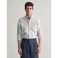 Gant para homem. 3000232 Camisa oxford de corte justo com riscas finas azuis (L), Azul, Casual, Algodão, Manga comprida