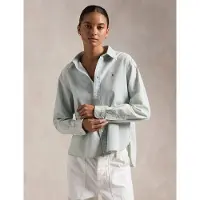 Ralph Lauren para mulher. 211891420001 Camisa boxy cortada verde (L), Casual, Algodão, Manga comprida