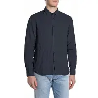 Replay para homem. M4159.000.81388B Camisa de linho Regular Fit azul-marinho (S), Casual, Manga comprida