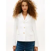 Tommy Hilfiger para mulher. WW0WW49335 Blazer de corte justo com botões dourados brancos (42), Casual, Poliéster