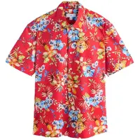Next Camisa azul claro / mel / verde claro / vermelho vivo