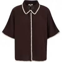 We fashion Blusa castanho escuro / branco