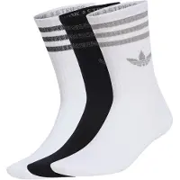 Adidas Originals Meias '3 STRIPES GLITTER CREW 3 PAIRS' antracite / preto / prata / branco