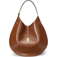 Ralph Lauren para mulher. 428867518009 Bolsa de ombro Polo ID grande em couro castanho (OSFA), Marrom, Casual, Pele