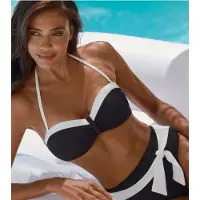LASCANA Top de biquíni preto / branco