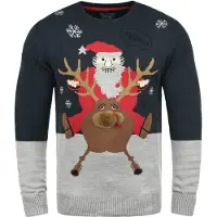 Blend Pullover 'Rudolph' azul escuro / cinzento / vermelho / branco