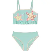 Billieblush para menina. U22157 Biquíni com folhos turquesa (3Y= 94cm), Beachwear, Poliéster, Poliamida, moda infantil