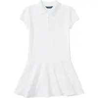 Ralph Lauren para menina. 313624740003 Vestido pólo branco em piqué elástico ((S) 7años= 130/134cm), Casual, Algodão, moda infantil