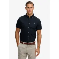 Superdry para homem. M4011101A Camisa Preppy Oxford azul-marinho (S), Casual, Algodão, Clássico, Manga curta