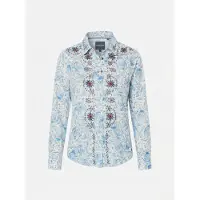 KOROSHI Blusa azul claro / castanho escuro